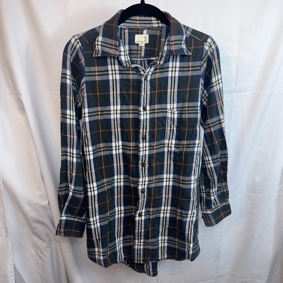 Urban Outfitters Renewal Shirt Flannel Button Up Long Sleeve Stripes Plaid Top - Picture 2 of 11